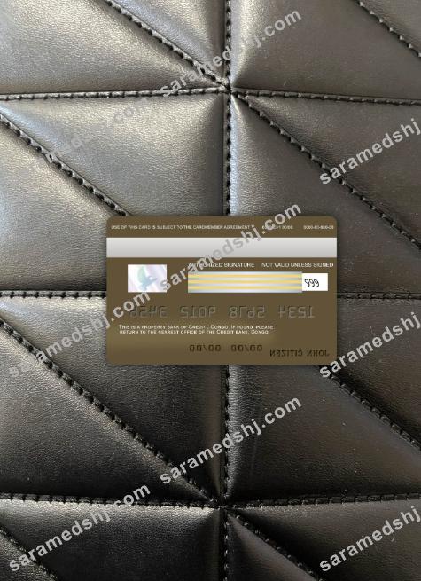 Congo Credit bank visa card photolook back